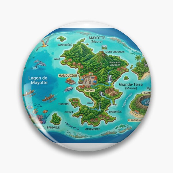 Item preview, A map of Mayotte in illustrative image form, featuring beautiful landscapes surrounded by the lagoon. designed and sold by FoxinhoSoumaila.