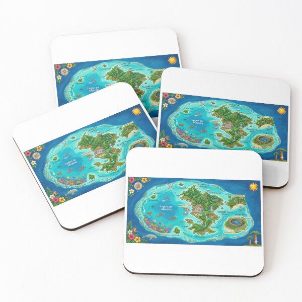 Item preview, A map of Mayotte in illustrative image form, featuring beautiful landscapes surrounded by the lagoon. designed and sold by FoxinhoSoumaila.
