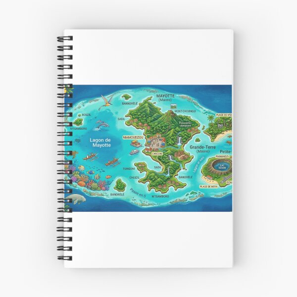 Item preview, A map of Mayotte in illustrative image form, featuring beautiful landscapes surrounded by the lagoon. designed and sold by FoxinhoSoumaila.
