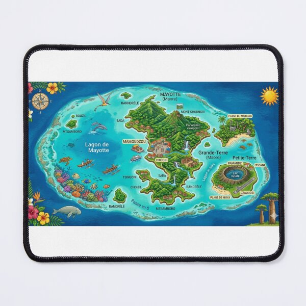 Item preview, A map of Mayotte in illustrative image form, featuring beautiful landscapes surrounded by the lagoon. designed and sold by FoxinhoSoumaila.