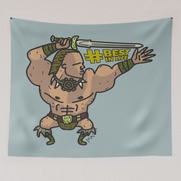 Item preview, Barbarian flexing with sword designed and sold by AlfreyArt.