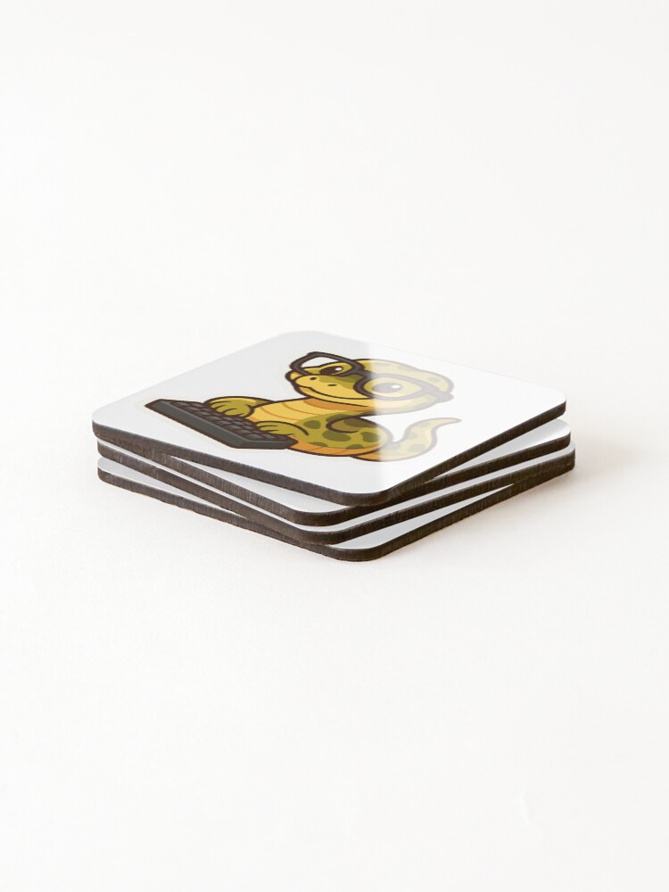 Thumbnail 4 of 5, Coasters (Set of 4), Cute Python Snake Programmer Coding designed and sold by pirestickers.