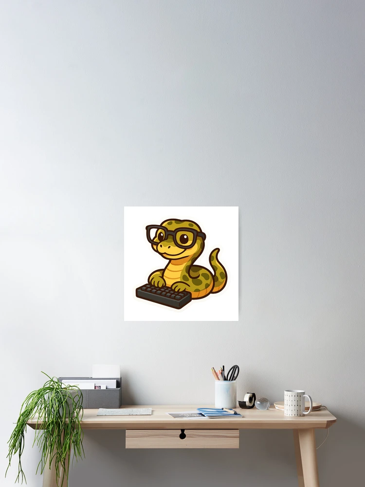 Thumbnail 2 of 3, Poster, Cute Python Snake Programmer Coding designed and sold by pirestickers.
