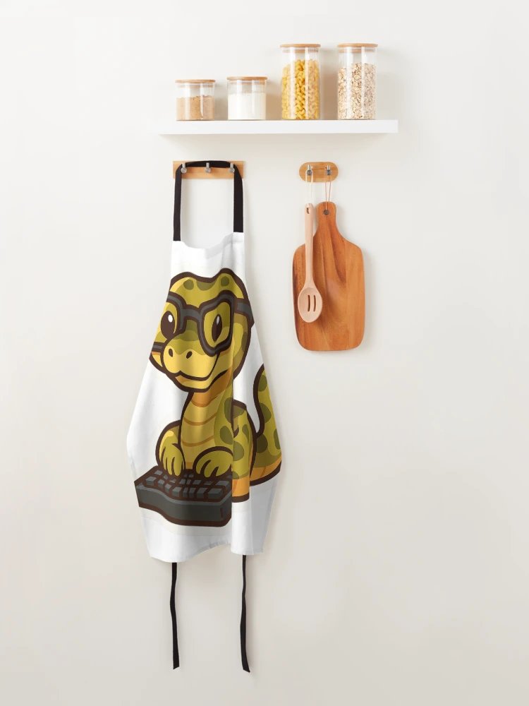Thumbnail 4 of 6, Apron, Cute Python Snake Programmer Coding designed and sold by pirestickers.