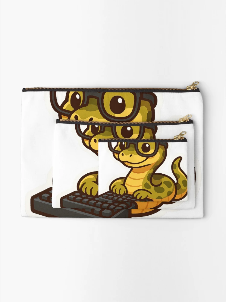 Thumbnail 2 of 4, Zipper Pouch, Cute Python Snake Programmer Coding designed and sold by pirestickers.
