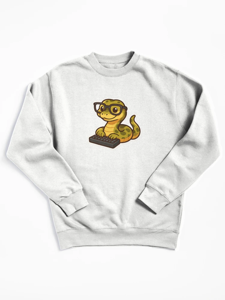 Thumbnail 1 of 6, Pullover Sweatshirt, Cute Python Snake Programmer Coding designed and sold by pirestickers.