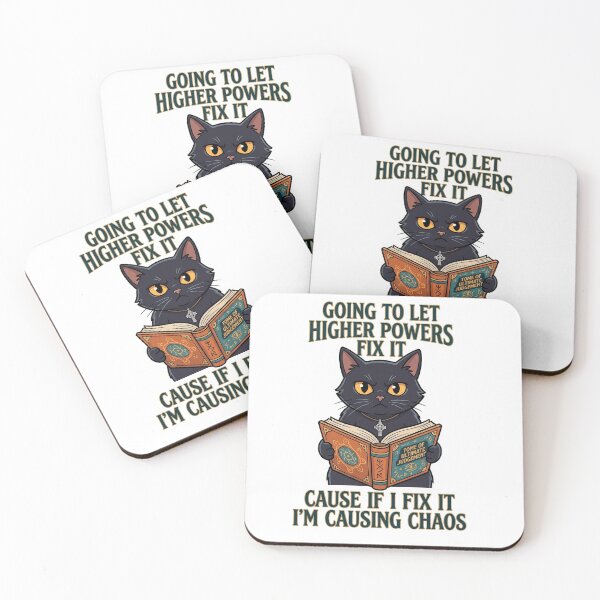 Item preview, Funny Black Cat Witch Sticker – “Going To Let Higher Powers Fix It” Gothic Cat Meme Design designed and sold by CrystalMineArts.