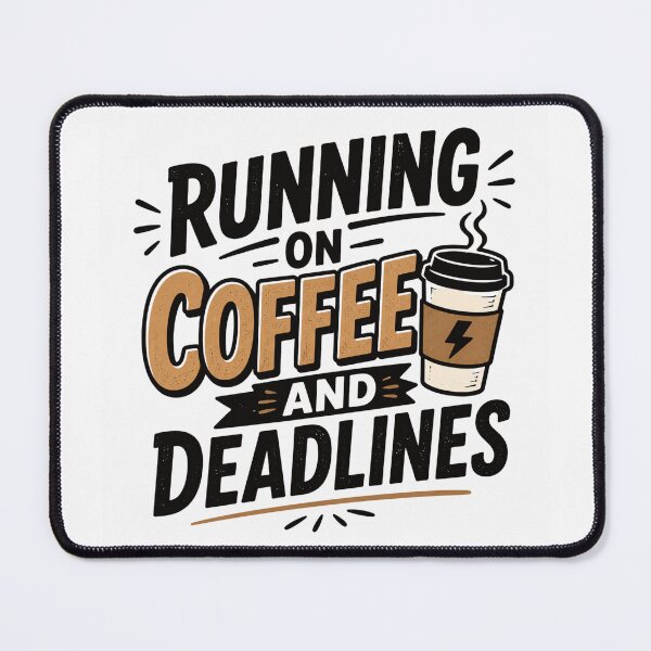 Item preview, Running on Coffee and Deadlines – Caffeine & Work Quote Typography designed and sold by TommyArt94.