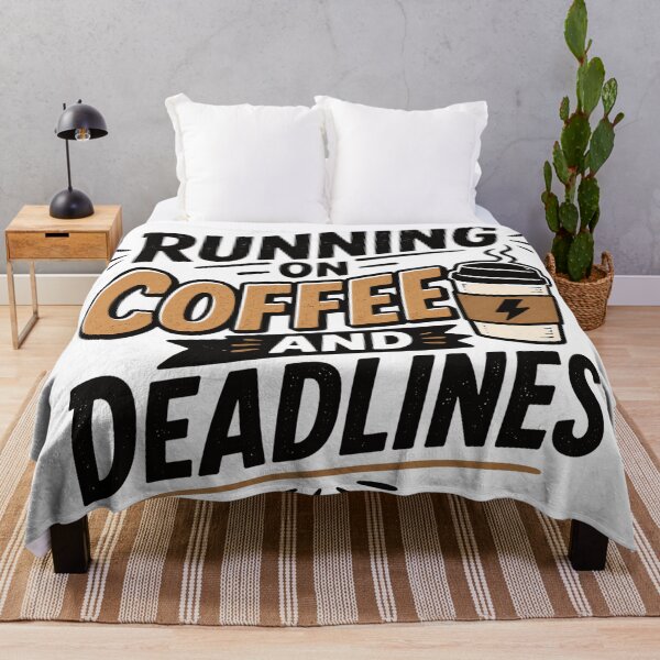 Item preview, Running on Coffee and Deadlines – Caffeine & Work Quote Typography designed and sold by TommyArt94.