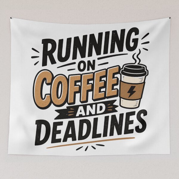 Item preview, Running on Coffee and Deadlines – Caffeine & Work Quote Typography designed and sold by TommyArt94.