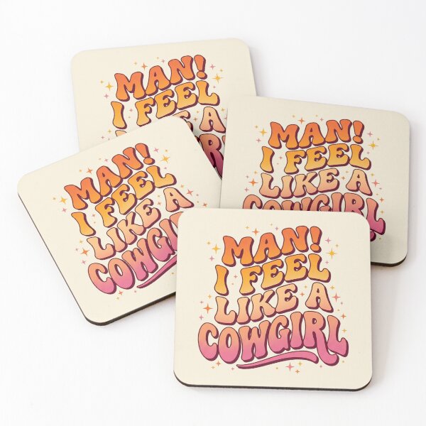 Item preview, Man I Feel Like A Cowgirl Groovy Aesthetic Pink Orange Gradient designed and sold by SplashTastic.