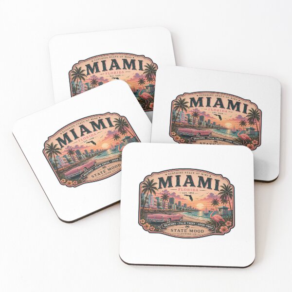 Item preview, Miami Florida Retro 80s Sunshine State Sunset Design designed and sold by StateMoodDesigns.