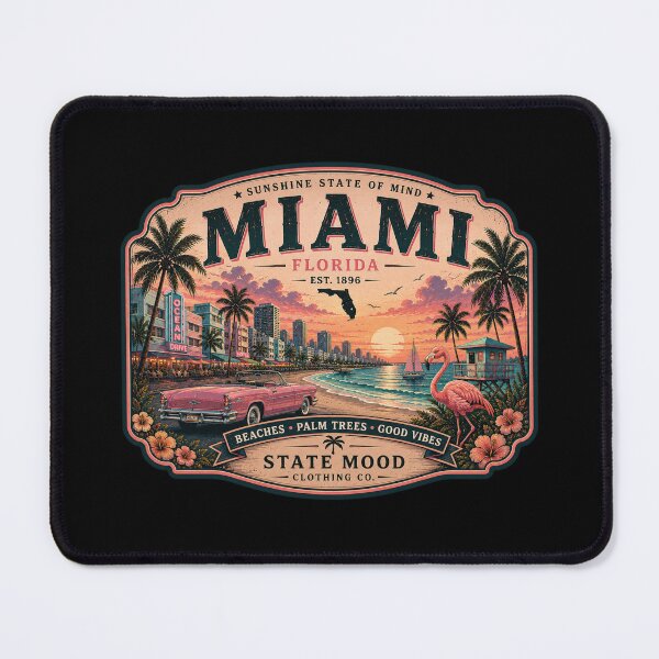 Item preview, Miami Florida Retro 80s Sunshine State Sunset Design designed and sold by StateMoodDesigns.