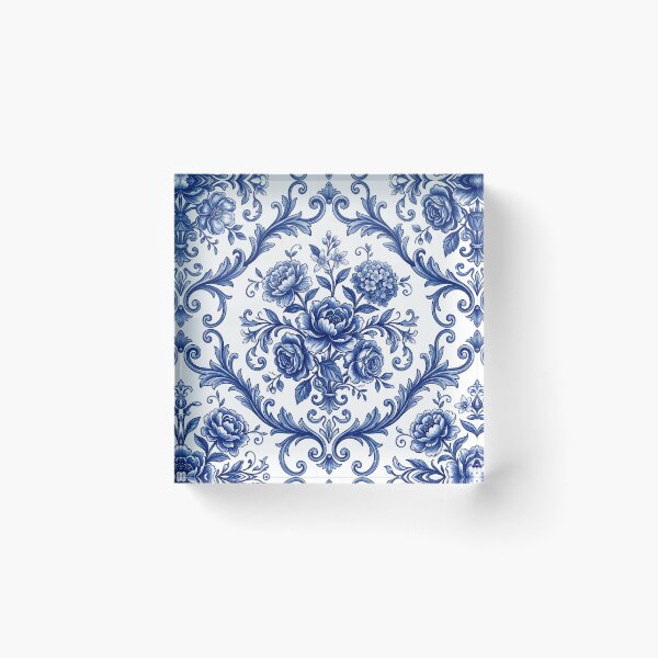 Item preview, Mediterranean Floral Pattern Porcelain Aesthetic Blue White Textile designed and sold by SplashTastic.