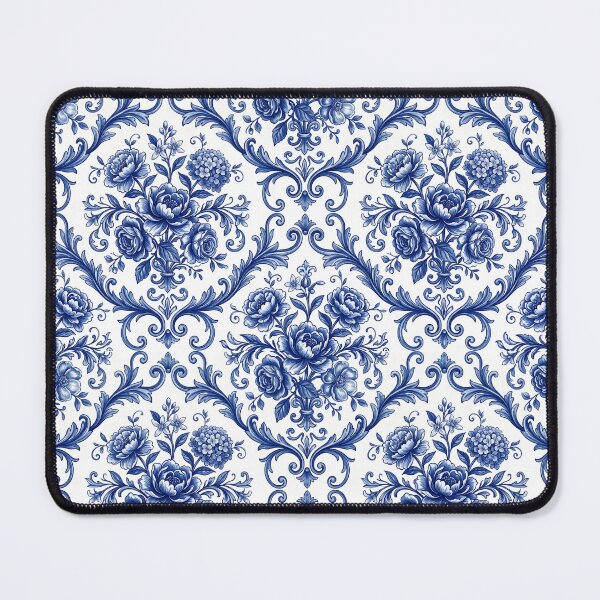 Item preview, Mediterranean Floral Pattern Porcelain Aesthetic Blue White Textile designed and sold by SplashTastic.