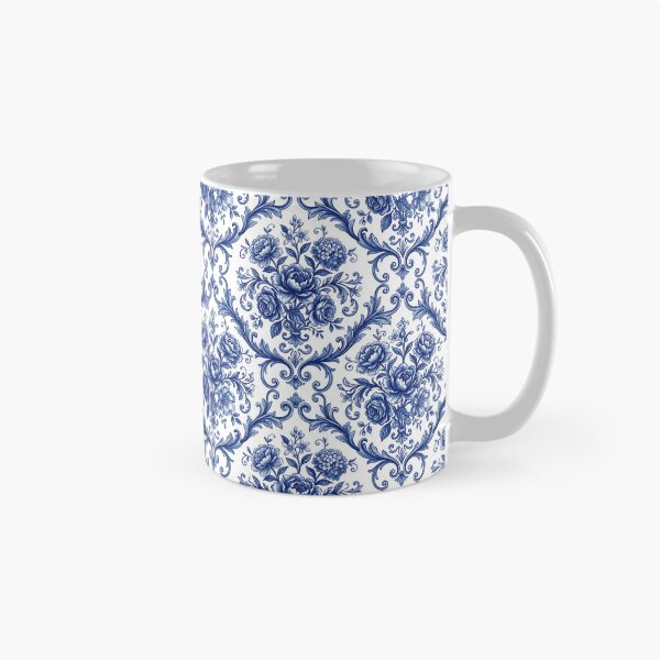 Item preview, Mediterranean Floral Pattern Porcelain Aesthetic Blue White Textile designed and sold by SplashTastic.