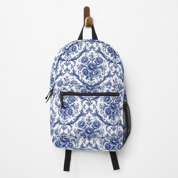 Item preview, Mediterranean Floral Pattern Porcelain Aesthetic Blue White Textile designed and sold by SplashTastic.
