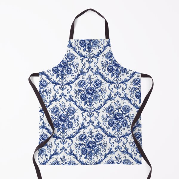 Item preview, Mediterranean Floral Pattern Porcelain Aesthetic Blue White Textile designed and sold by SplashTastic.