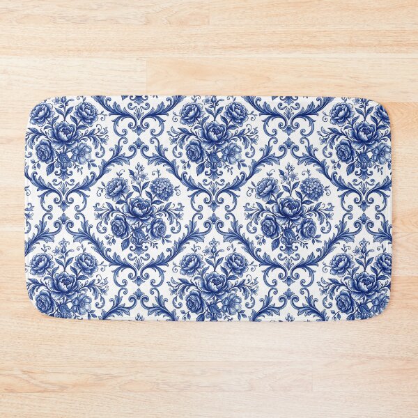 Item preview, Mediterranean Floral Pattern Porcelain Aesthetic Blue White Textile designed and sold by SplashTastic.