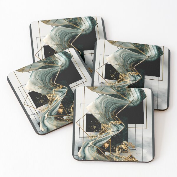 Item preview, Green Gold Geometric Marble Flow designed and sold by CosmicGlyph.
