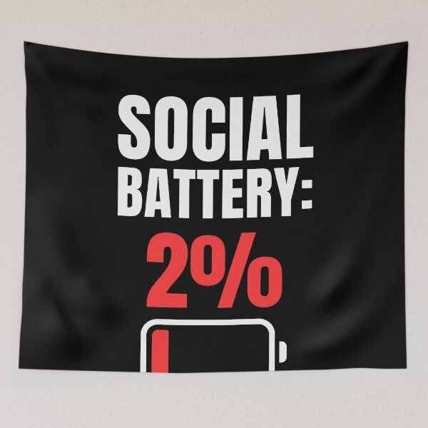 Item preview, Social Battery 2% Funny Introvert Quote Minimal Low Energy Design designed and sold by Uvclick.