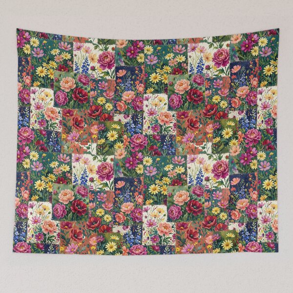 Item preview, Patchwork Floral Pattern Shabby Chic Maximalist Botanical designed and sold by SplashTastic.