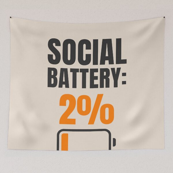 Item preview, Social Battery 2% Aesthetic Beige Introvert Minimal Funny Design designed and sold by Uvclick.