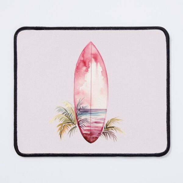 Item preview, Surf Desk – Pink Palm Leaves Watercolor Tropical Design designed and sold by EmeraldeaDesign.