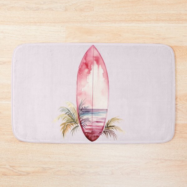 Item preview, Surf Desk – Pink Palm Leaves Watercolor Tropical Design designed and sold by EmeraldeaDesign.