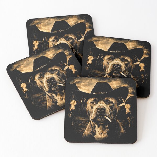 Item preview, Pit Bull Western Graphic Cowboy Dog Smoking designed and sold by Bralipse.