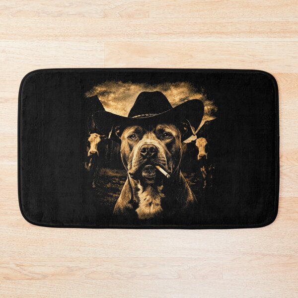 Item preview, Pit Bull Western Graphic Cowboy Dog Smoking designed and sold by Bralipse.