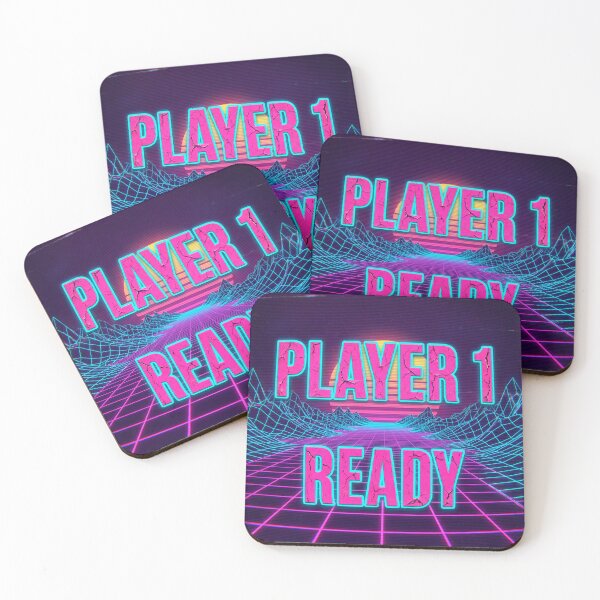 Item preview, Synthwave Outrun Player 1 Ready Neon Grid Version A designed and sold by ryanguas.