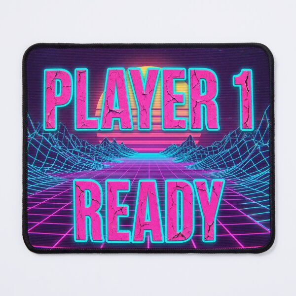 Item preview, Synthwave Outrun Player 1 Ready Neon Grid Version A designed and sold by ryanguas.