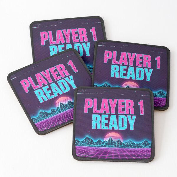 Item preview, Synthwave Outrun Player 1 Ready Neon Grid Version B designed and sold by ryanguas.