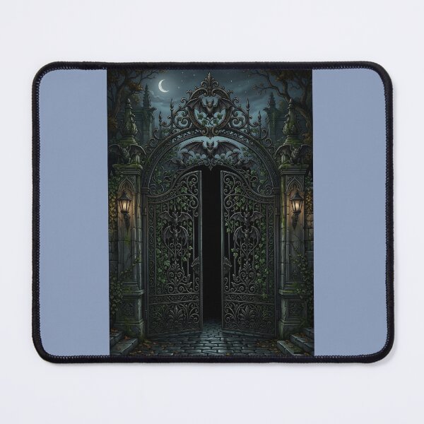 Item preview, The Iron Gate | Victorian Wrought-Iron Bat & Ivy Gothic Illustration designed and sold by Studio77-Gothic.
