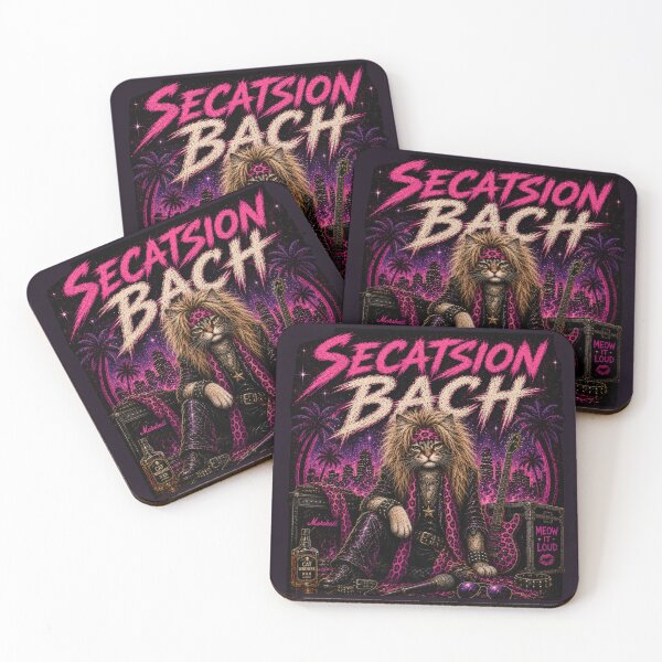 Item preview, Secatsion Back – Glam Metal Rockstar Cat Retro 80s Shirt designed and sold by ThreadTheory976.
