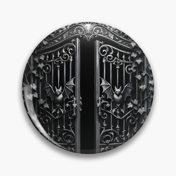 Item preview, The Iron Gate | Victorian Gothic Bat & Ivy Wrought Iron Illustration designed and sold by Studio77-Gothic.