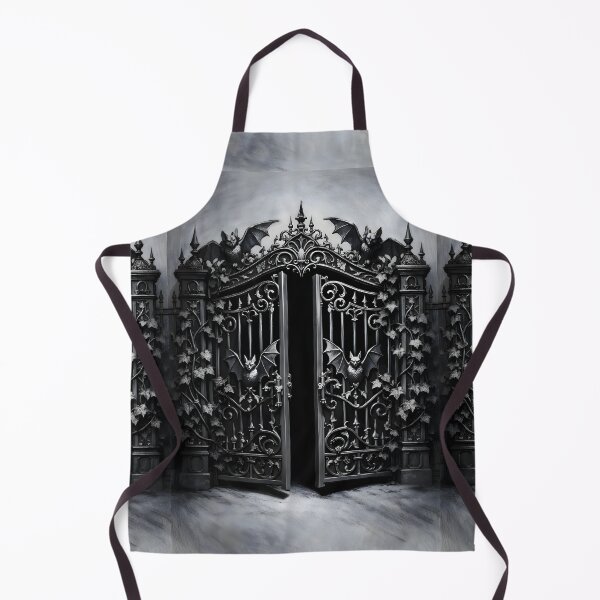 Item preview, The Iron Gate | Victorian Gothic Bat & Ivy Wrought Iron Illustration designed and sold by Studio77-Gothic.
