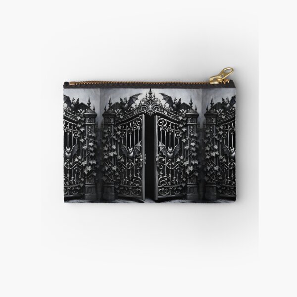 Item preview, The Iron Gate | Victorian Gothic Bat & Ivy Wrought Iron Illustration designed and sold by Studio77-Gothic.