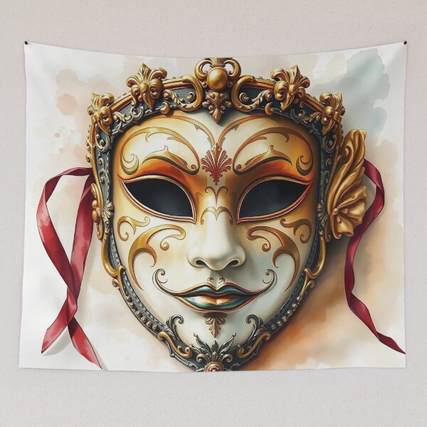 Item preview, Detailed Venetian Mask | Watercolor Style designed and sold by UnhingedBird.