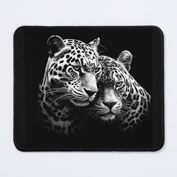 Item preview, Two Leopards Portrait – Black and White Big Cat Wildlife Art designed and sold by inkoutninja.
