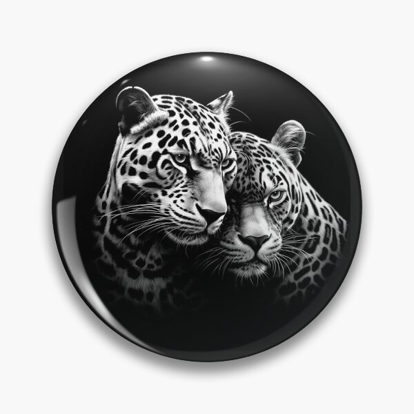 Item preview, Two Leopards Portrait – Black and White Big Cat Wildlife Art designed and sold by inkoutninja.