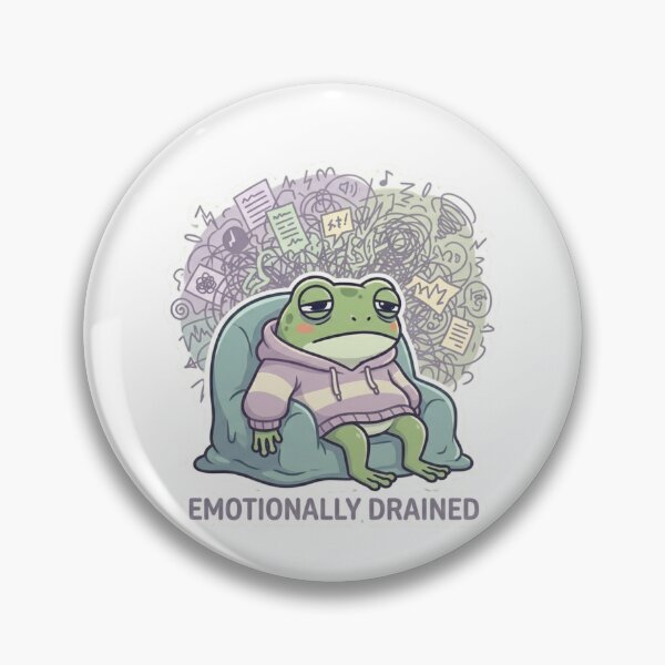 Item preview, Emotionally Drained – Exhausted Cute Frog Sticker designed and sold by Elviqus Shop.