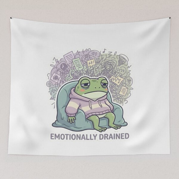 Item preview, Emotionally Drained – Exhausted Cute Frog Sticker designed and sold by Elviqus Shop.