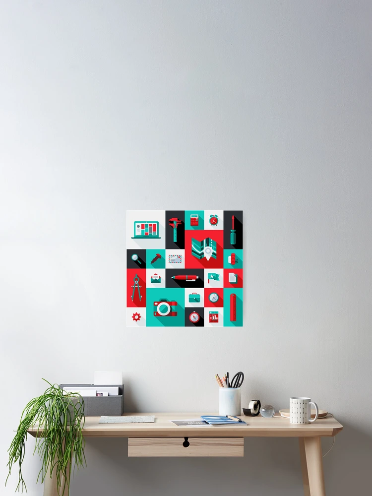 Thumbnail 2 of 3, Poster, Workaholic - Icon Pattern designed and sold by hyperite.