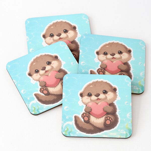 Item preview, Cute Kawaii Otter Holding Heart in Sparkling Water for Kids designed and sold by lematworks.