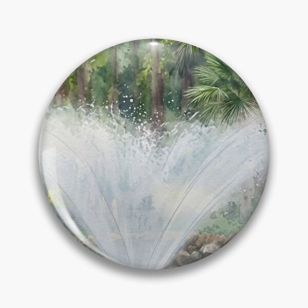 Item preview, Garden Fountain in Watercolor Style — Digital Art Transformation from Real Photography | Lush Landscape Fine Art  designed and sold by M.ALK.Watercolor.