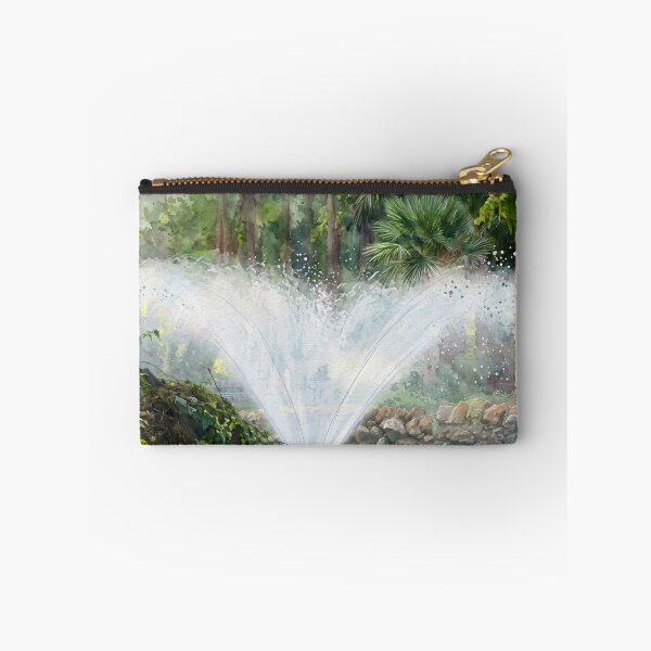 Item preview, Garden Fountain in Watercolor Style — Digital Art Transformation from Real Photography | Lush Landscape Fine Art  designed and sold by M.ALK.Watercolor.