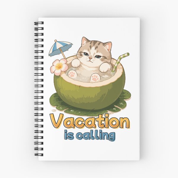 Item preview, Vacation Is Calling Cute Coconut Cat Summer Illustration designed and sold by Muri Neko.