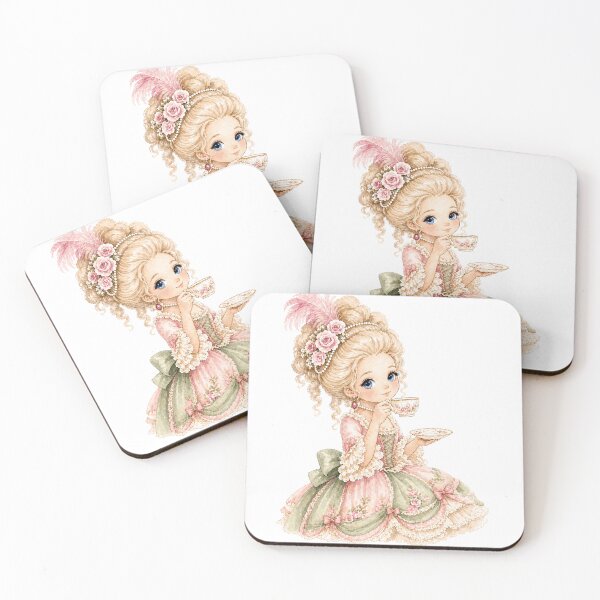 Item preview, Marie Antoinette Drinking Tea (Pink) designed and sold by Bara Lune Design .